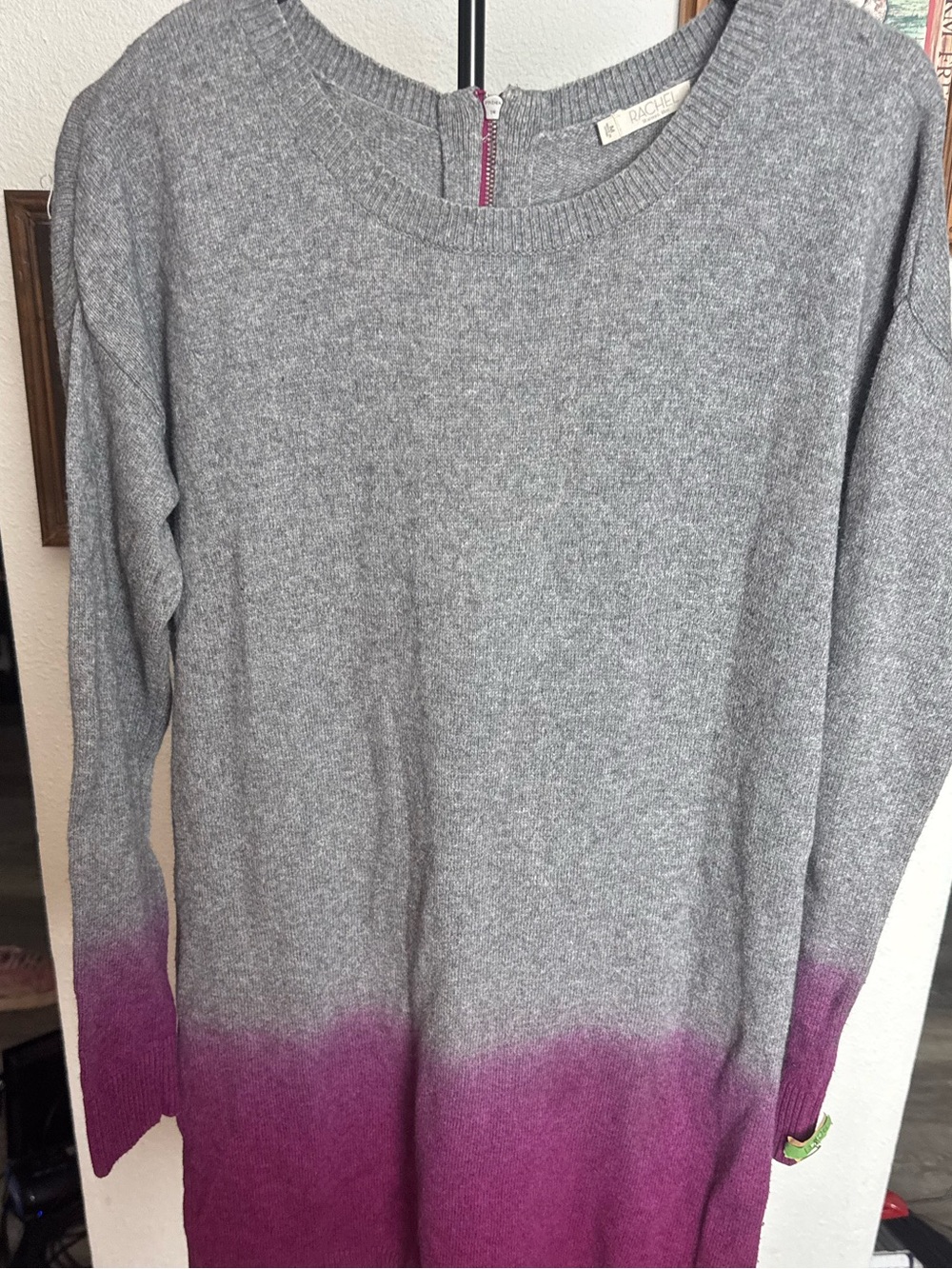 Rachel Rachey Roy size Medium Gray to Purple Ombre Crewneck Sweater